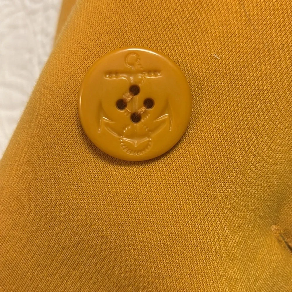 Cavalini Mustard Colored Pea Coat with Belt - Picture 6 of 10